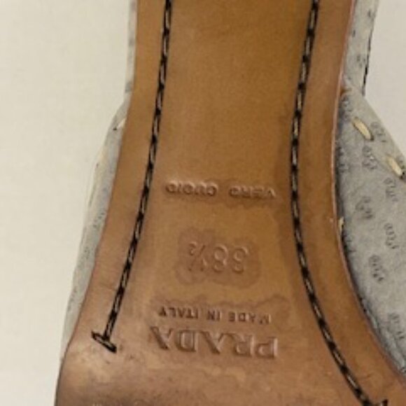 Prada ostrich printed grey suede mules size 8 - Picture 4 of 4